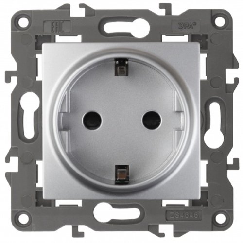 Розетка с заземлением без рамки Эра Elegance 1-м. алюминий картинка